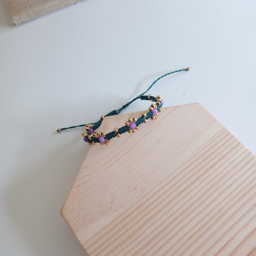 Bracelet Flower Hand Made Adjustable